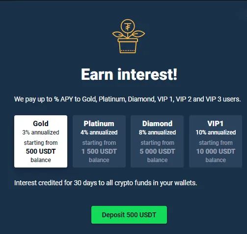 Figure 12: ‘Earn interest’ screenshot from StormGain’s website