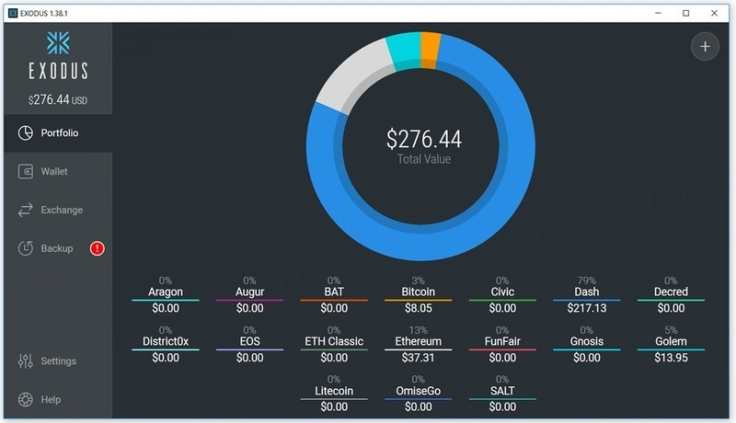 Exodus website interface