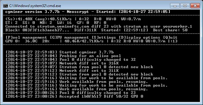 CGMiner Interface