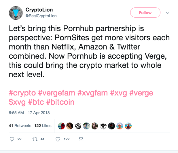 PornHub started accepting Verge!