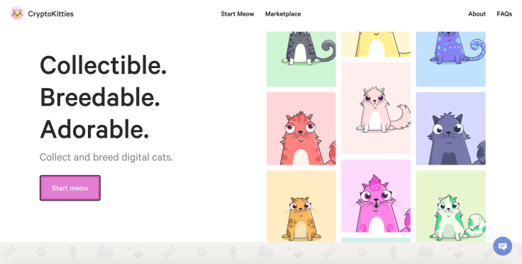 CryptoKitties website for breeding, buying and selling assets
