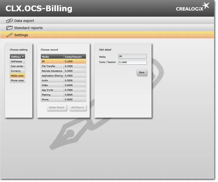 Crealogix interface