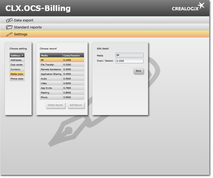 Crealogix interface