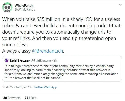Whale Panda supports Bold browser team