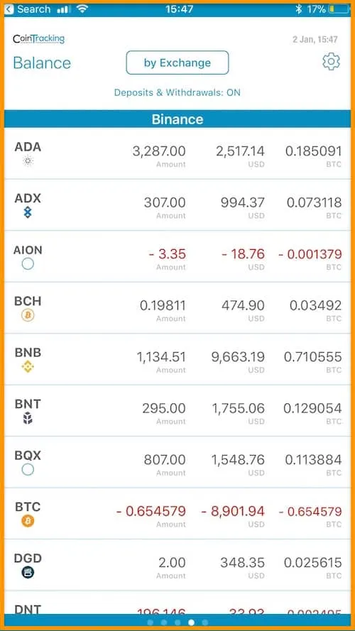 CoinTracking website