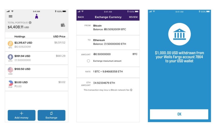 Abra wallet interface