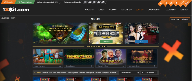 1xBit casino website interface