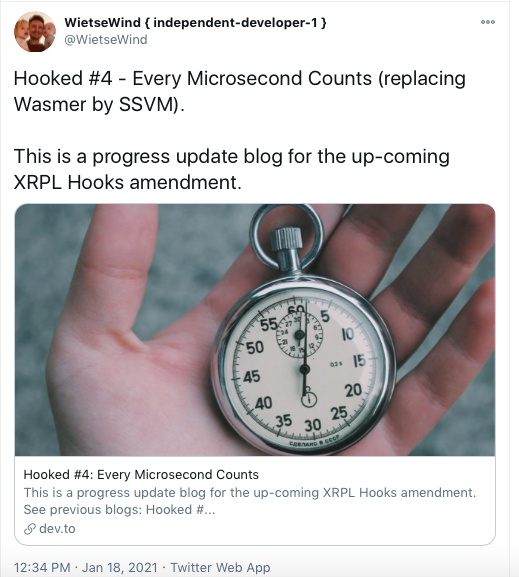 Wietse Wind shares the date of Hooks testnet