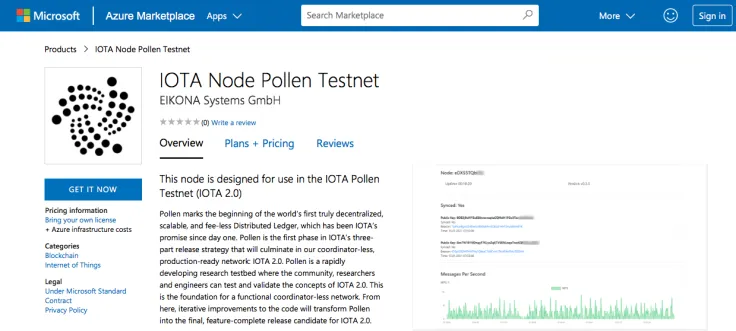 IOTA's Pollen application released in Azure Marketplace