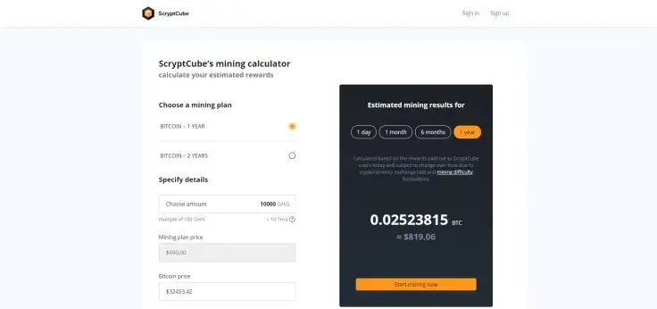 ScryptCube releases calculator for profits estimation