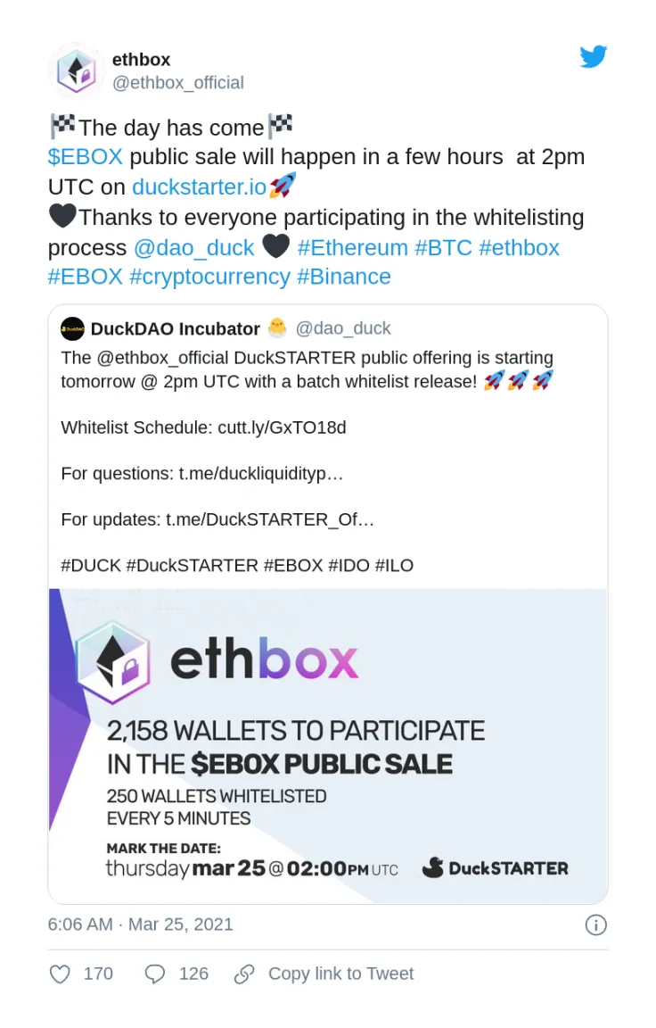 EBOX offering launches on DuckStarter