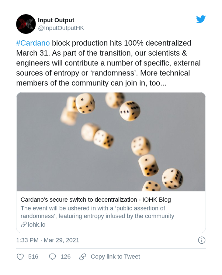 Cardano (ADA) reconsiders randomness