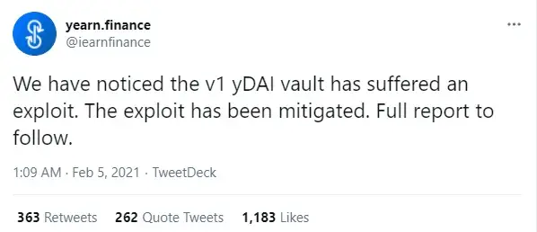 Yearn.Finance (YFI) confirms $11M attack