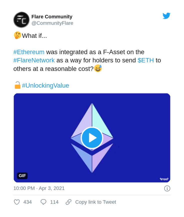 Flare community consideres adding Ethereum (ETH)