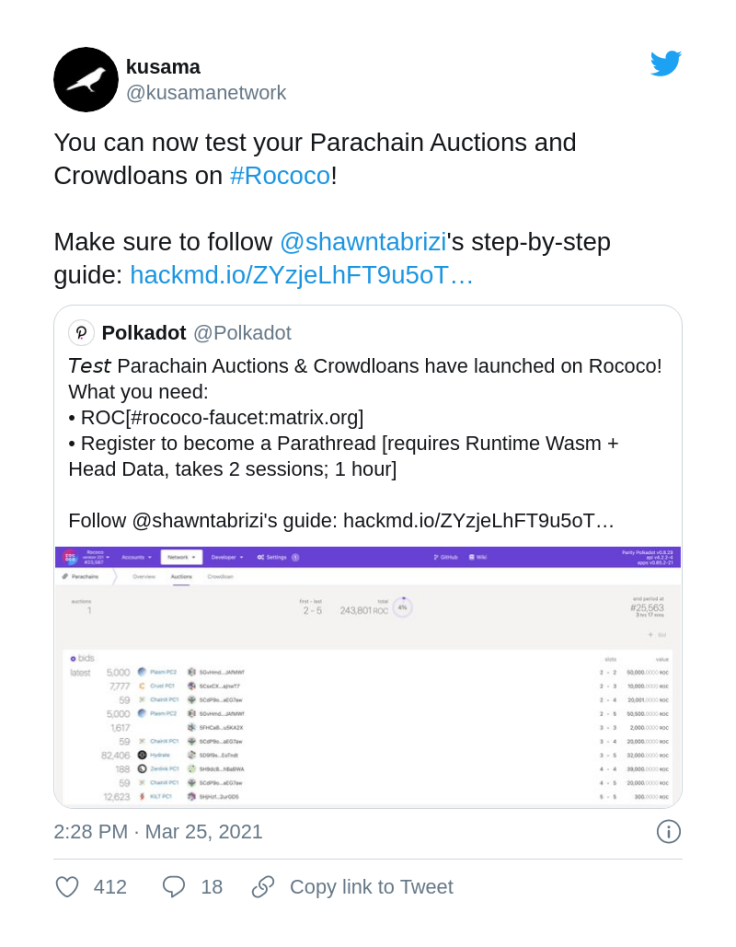 Kusama invites developers to book parachains