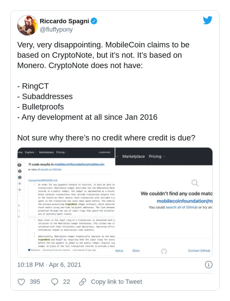 Monero codebase utilized by MobileCoin
