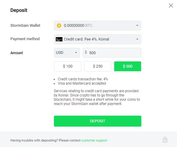 Figure 07: Deposit screenshot.