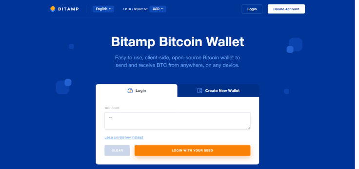 Bitamp client-side Bitcoin (BTC) wallet