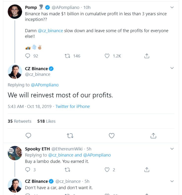 CZ Binance Lambo
