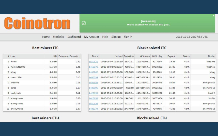 Coinotron interface