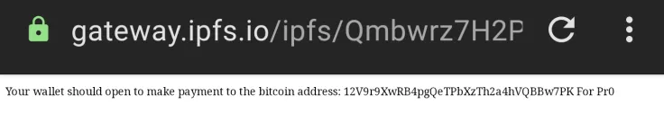 Bitcoin (BTC) is sent via the IPFS network