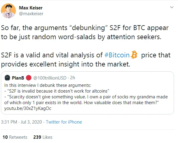 Max Keiser supports Bitcoin (BTC) stock-to-flow model