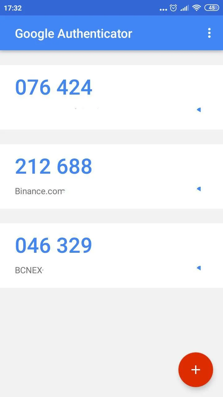 Google Authenticator interface