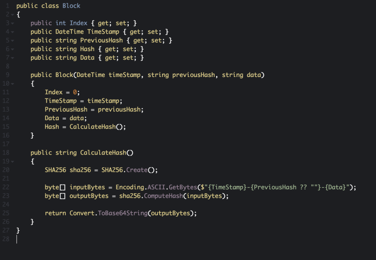  C# block