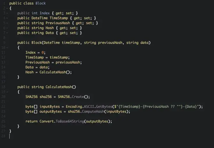  C# block