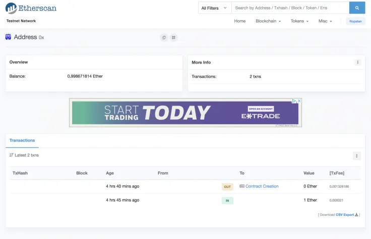 User’s address in Etherscan