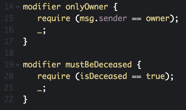 Solidity modifiers