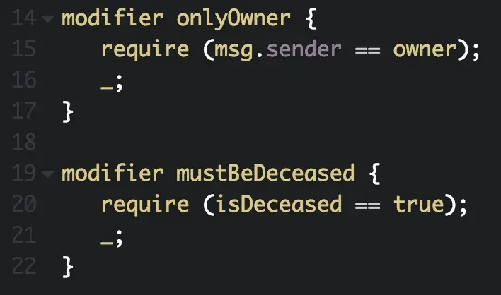 Solidity modifiers