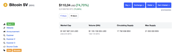 Bitcoin SV data