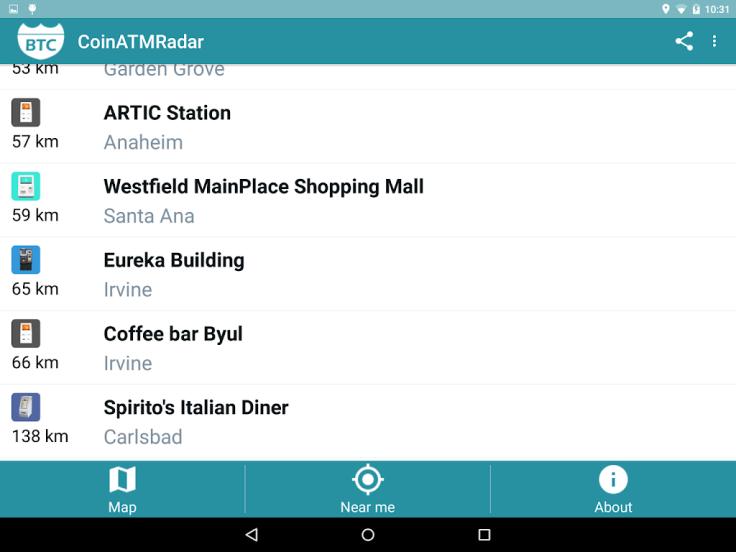 CoinATMRadar app interface