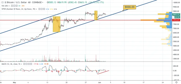 BTC/USD 1-hour chart