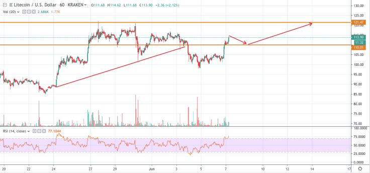 LTC/USD 1-hour chart