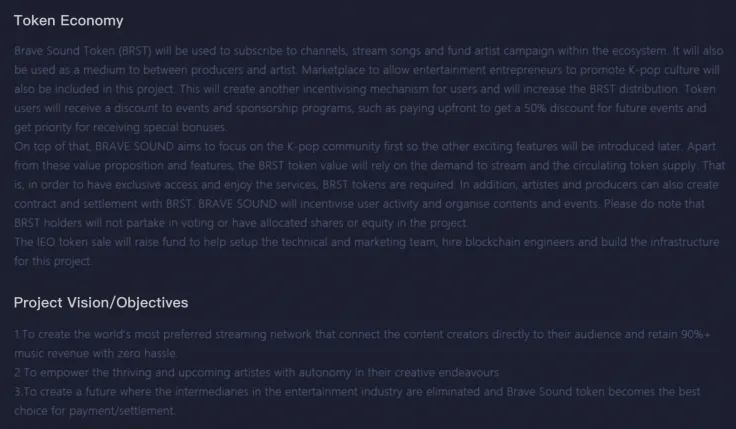 BRST token economy/goals