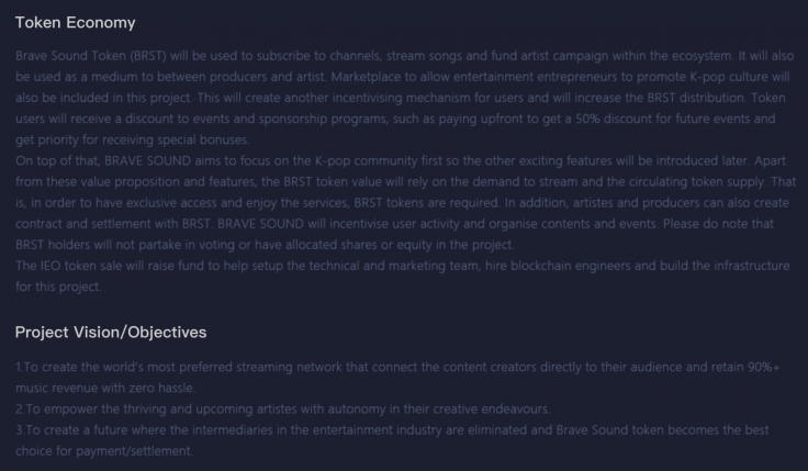 BRST token economy/goals