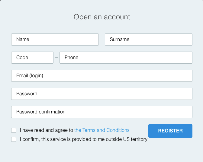 IQ Mining registration page