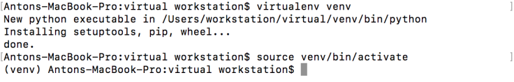 Creating and activating venv