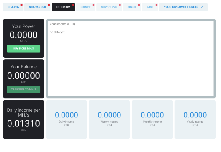 Personal account interface
