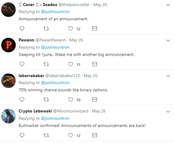 The community trolls Justin Sun