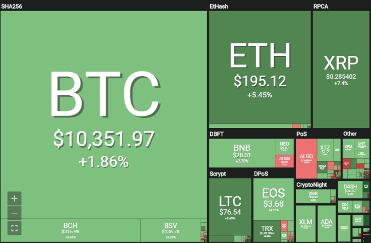 The cryptocurrency market is in the green