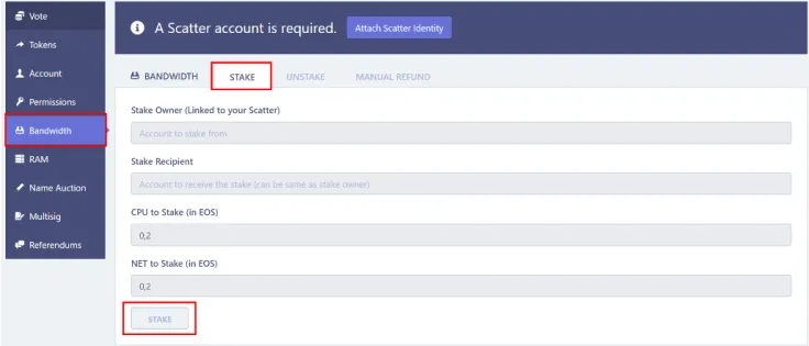 EOS Tokens Staking