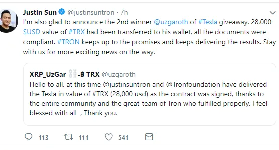 https://twitter.com/justinsuntron/status/1127831842839613441