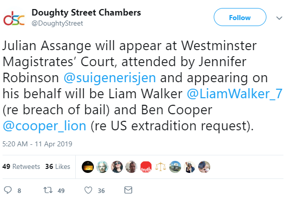 Theresa May approves of Assange’s arrest