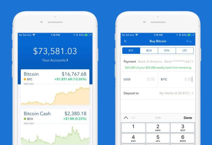 Coinbase mobile app interface