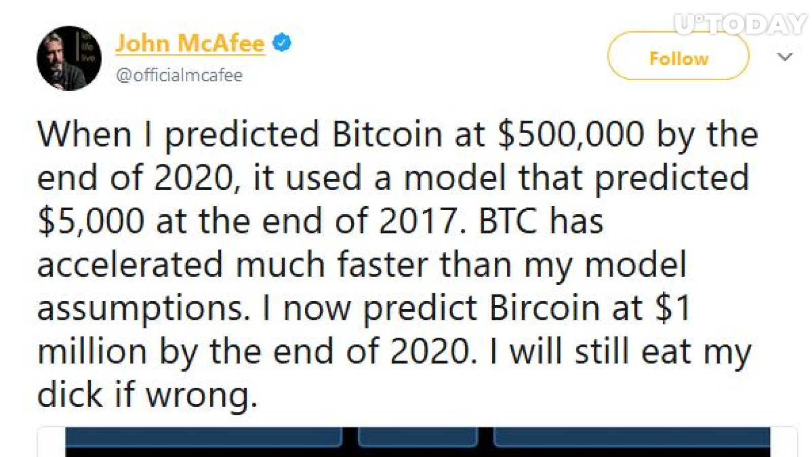 John Mcafee 400 000 Bitcoin Price Must Hit 1 Mln In Two Years - 