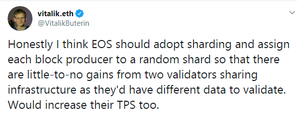 Vitalik Buterin proposes sharding for EOS