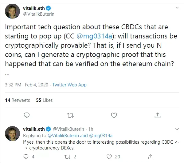 Vitalik Buterin doubts the cryptographic verification of CBDCs